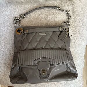 Coach Gray Quilted Shoulder Bag with Chain Strap
